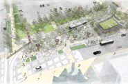 Vel R. Phillips广场效果图。由Kubala Washatko Architects事务所绘制。