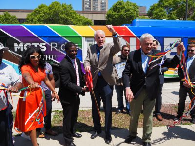 Local Officials Unveil Pride Bus, Streetcar
